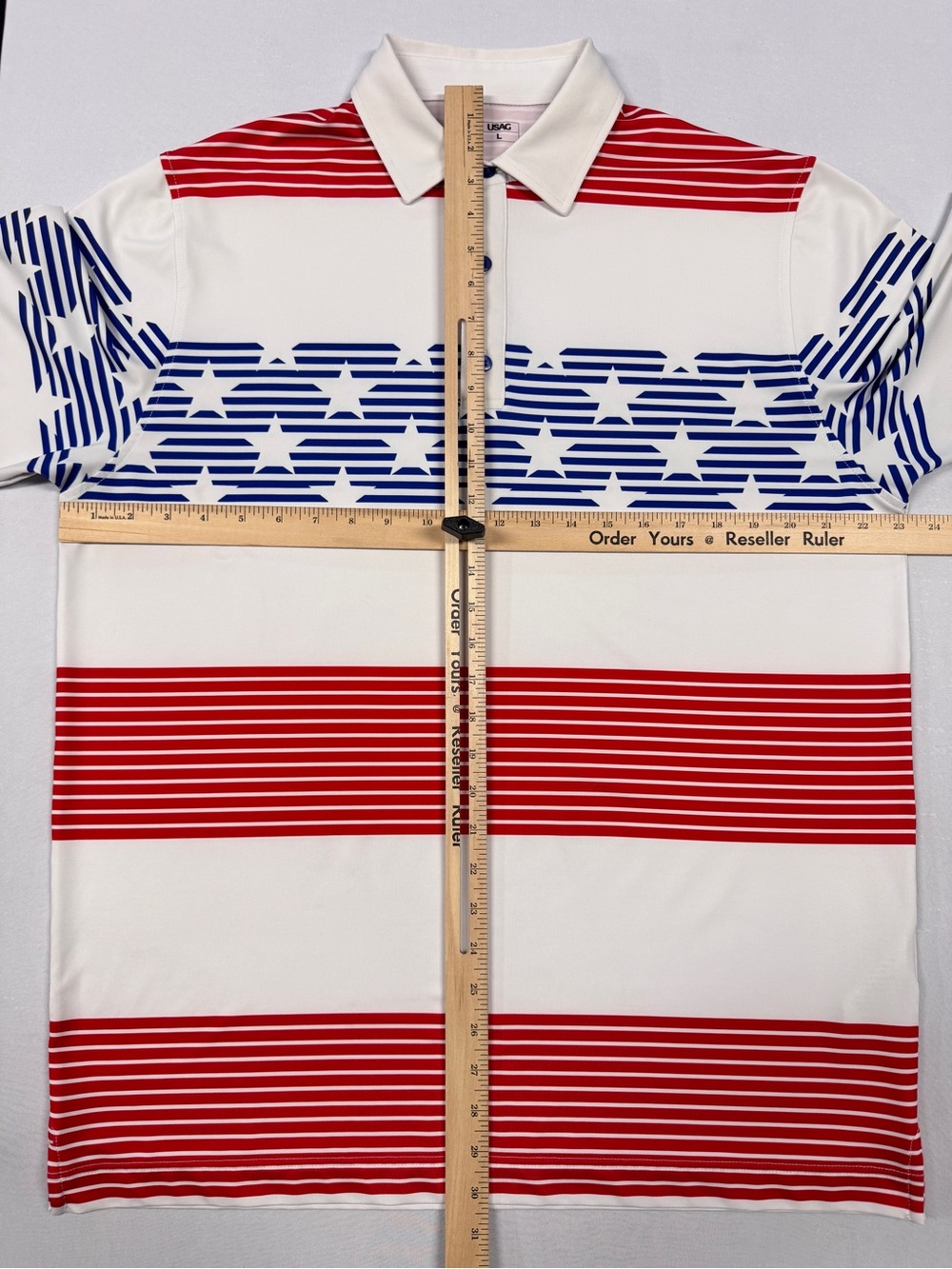 Men’s U Suck At Golf Large USA Stars And Stripes Performance Polo Short Sleeve - Picture 4 of 7